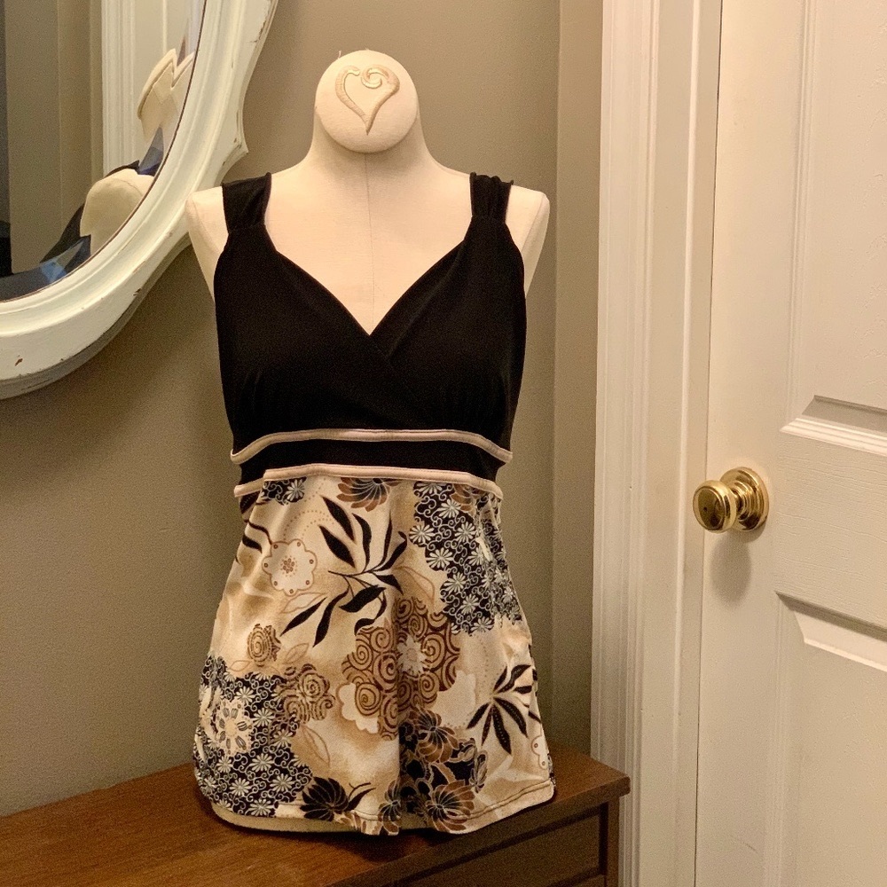 Empire waisted crossover tank sleeve less blouse